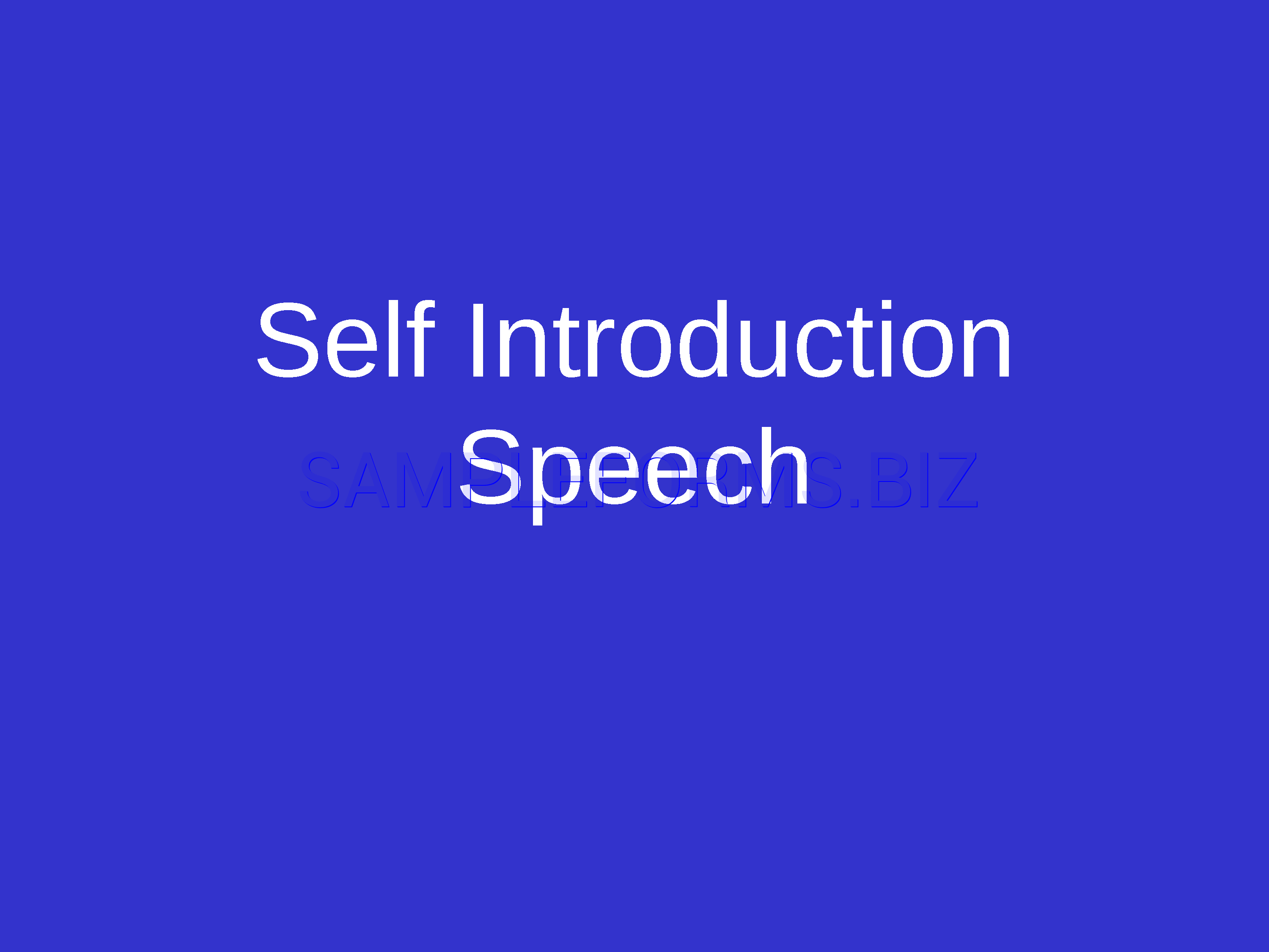 Preview free downloadable Self Introduction Speech in PDF (page 1)